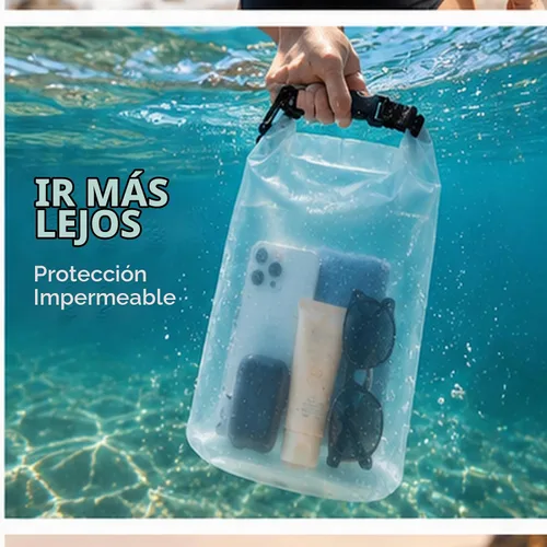 Vista 9 de Bolsa impermeable de almacenamiento transparente con tapa enrollable - Bolsa seca de 2 l/5 l/10 l/20 l, adecuada para viajes, natación, kayak Blanco