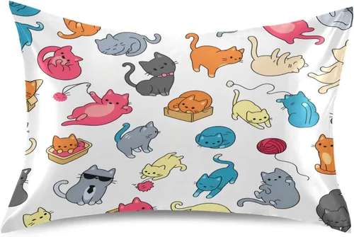 Vista 26 de Blueangle Bear Panda - Funda de almohada de satén para cabello y piel, tamaño estándar (20 x 26 pulgadas), fundas de almohada de satén con cierre