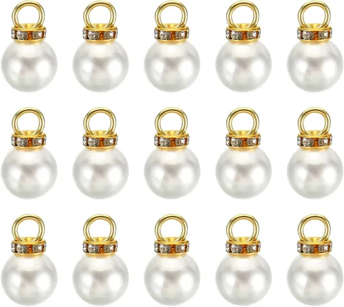 Vista 23 de PATIKIL 100 cuentas de perlas de perlas de imitación con diamantes de imitación DIY para hacer joyas, pulseras y aretes Plateado blanco