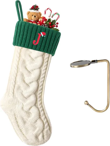 Vista 109 de Botas de Navidad personalizadas, iniciales personalizadas, 18 pulgadas, botas de Navidad tejidas con letras para colgar en la chimenea, botas