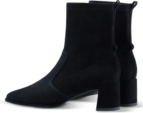 Vista 5 de 7or9 Botines de tacón medio para mujer con suela de lengüeta Chelsea Fashion Go Go Botas hasta la rodilla Botas de tacón grueso de lana - Negro