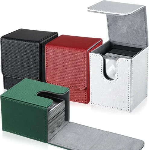 Vista 13 de Yookeer 4 Piezas Cajas de Cartas de Cubierta de Cuero Caja de Juego de Cartas para Caja de Cartas Coleccionables Compatible con MTG Commander