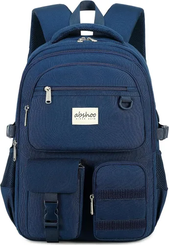 Vista 11 de Abshoo Mochila grande resistente para escuela y universidad. Mochila casual con múltiples bolsillos para viajes Beige