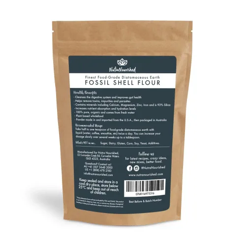 Vista 2 de Polvo de harina de concha fósil para desintoxicación, salud digestiva y bienestar natural - Suplemento mineral orgánico y rico en sílice. 8.82 oz
