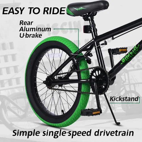 Vista 3 de vollsch Bicicletas BMX Freestyle de 18 y 20 pulgadas para adolescentes de 6 a 15 años de edad, niños, niñas, principiantes con palanca, varios