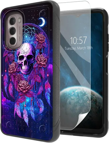 Vista 27 de Funda para Moto G Stylus 5G 2021 con protector de pantalla, a prueba de golpes, 2 en 1, parte trasera duradera de policarbonato duro texturizado