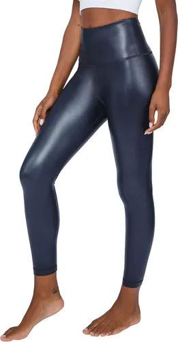 Vista 13 de 90 Degree By Reflex Leggings de cintura alta con forro polar de piel sintética de alto brillo y elástico 2 por paquete negro/negro