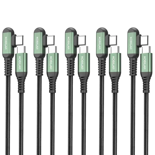 Vista 7 de Cable USB C a USB C de 10 pies, cable de carga tipo C en ángulo recto, 2 unidades, cargador rápido de 60 W USB C de 90 grados para iPhone 16/17 Pro