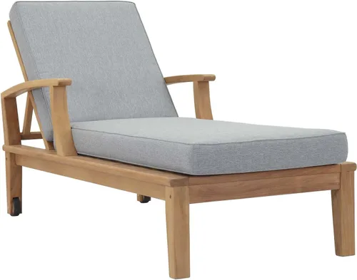 Vista 4 de Modway EEI-1151-NAT-GRY-SET Marina - Silla de salón de madera de teca de grado A para exteriores, color gris natural