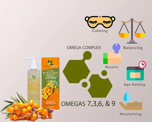 Vista 4 de SeabuckWonders Limpiador facial exfoliante diario de espino cerval de mar orgánico, limpieza profunda, limpiador facial suave con Omega 3,6,7,9