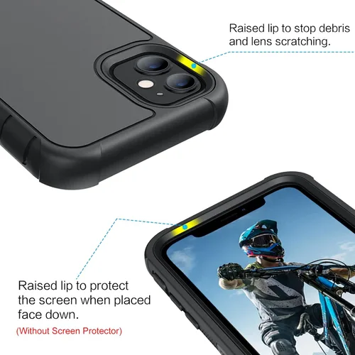 Vista 6 de VENINGO Funda para iPhone 11, funda para iPhone 11, resistente de 3 capas con soporte para cinturón, funda de clip para cinturón, a prueba