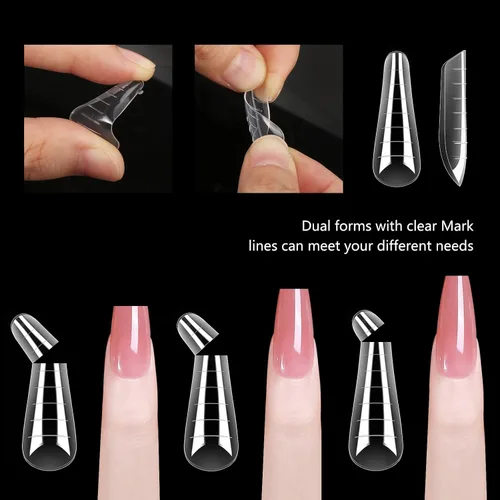 Vista 7 de LIONVISON Formas de uñas de poligel: 120 piezas de formas de uñas en forma de ataúd para gel constructor reutilizables – 12 tamaños de extensión