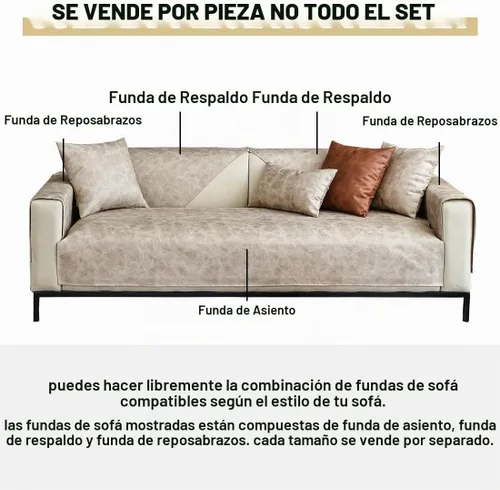 Vista 6 de vctops Funda de sofá con aspecto de cuero vintage, resistente al agua, antideslizante, funda de sofá modular para perros, niños y mascotas Beige