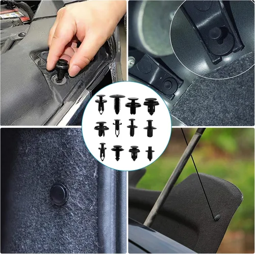 Vista 6 de Kit de 835 piezas de clips de retención y sujetadores de plástico para automóvil - 24 tamaños de clips de nailon para parachoques y guardabarros