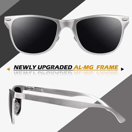 Vista 3 de LINVO Gafas de sol polarizadas para hombre, gafas de sol estilo retro de los años 80, diseño cuadrado