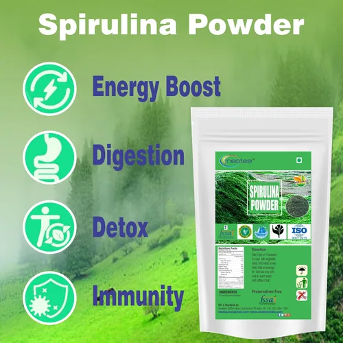 Vista 2 de neotea Polvo de espirulina orgánica Suplemento superalimento denso en nutrientes Rico en proteínas, vitaminas y antioxidantes Apoyo