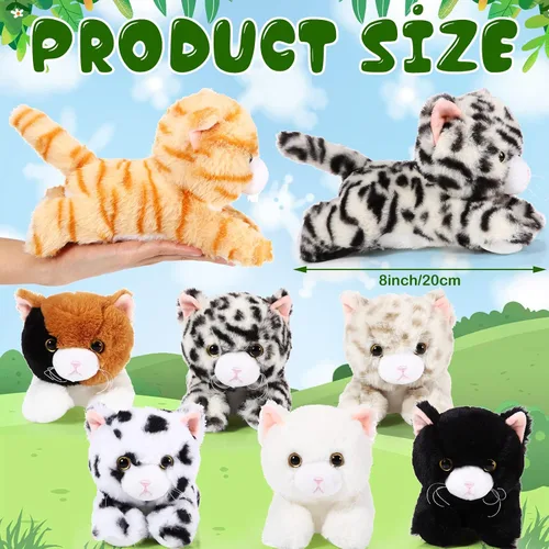 Vista 2 de Libima 8 piezas de animales de peluche de gato a granel de 8 pulgadas, gatitos de peluche, animales de gato, regalos de carnaval, regalos de fiesta