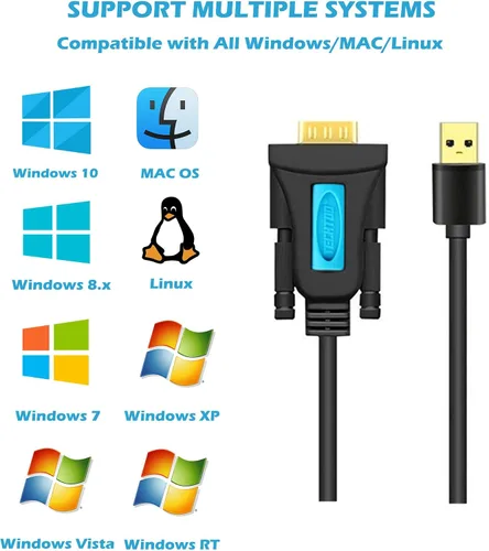 Vista 4 de TECHTOO Adaptador USB 3.0 a serie USB RS232, convertidor de cable serie USB DB9 USB (16 pies) con chipset FTDI chapado en oro