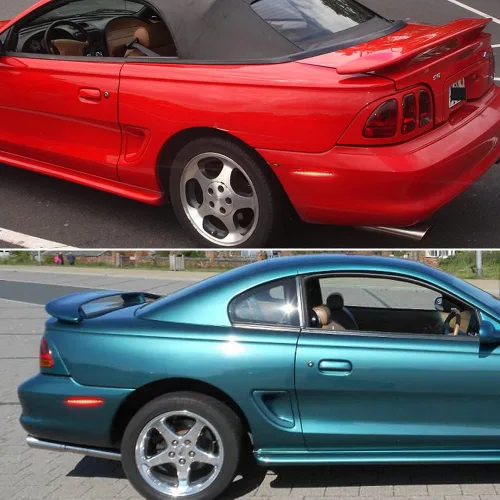 Vista 6 de Para 1994 1995 1996 1997 1998 Ford Mustang Parachoques Trasero Lateral Luces de Marcador Claro Lente Rojo Led Lámpara Luces LED rojas de lente