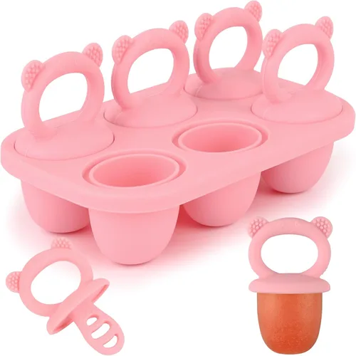 Vista 12 de Sakolla Moldes de silicona para paletas de bebé con 6 cavidades, moldes para paletas de leche materna para alivio de la dentición, molde de paletas