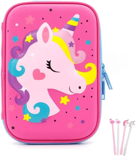 Vista 8 de iDelta - Estuche para lápices, bonito diseño de unicornio de EVA en 3D, resistente a los golpes, gran capacidad, múltiples compartimentos