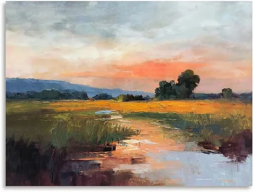 Vista 14 de ATELIYISHU Lienzo decorativo para pared, imágenes al aire libre, arte de pared, impresionismo, paisaje de naturaleza serena, pintura al óleo