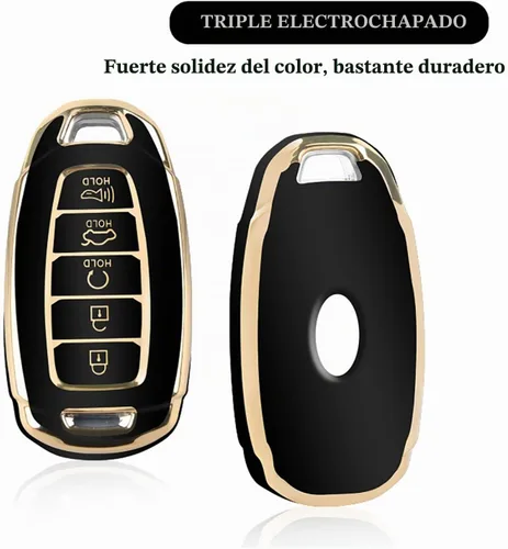Vista 2 de MILD EAST - Funda para llavero Hyundai Palisade Elantra con llavero Smart 5 Botón TPU Protector Soporte remoto sin llave (negro)