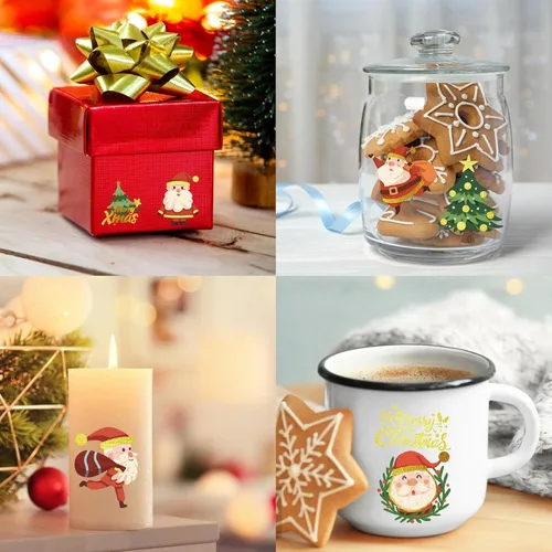 Vista 6 de 118 tatuajes de Navidad para niños, tatuajes falsos de Papá Noel, Rudolph árbol, muñeco de nieve, sombrero de muñeco de nieve, regalos de fiesta