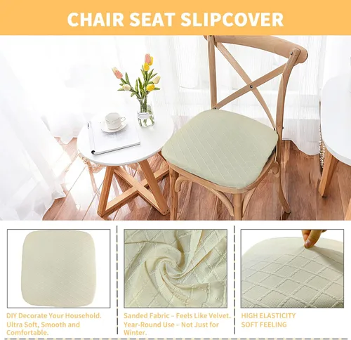 Vista 7 de Gute Fundas de asiento para silla, fundas de asiento para sillas de comedor con lazos, fundas elásticas de jacquard para sillas de comedor y cocina