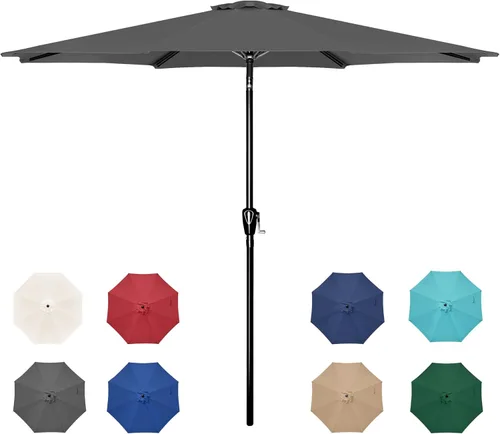 Vista 15 de Simple Deluxe - Paraguas de 9 pies para patio al aire libre, mesa de mercado, para jardín con botón de inclinación y manivela Beige