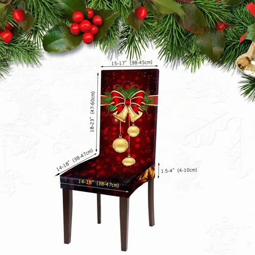 Vista 2 de Boao 4 fundas protectoras de silla de Navidad, estilo campana, elástico, extraíble, lavable, funda protectora de asiento de silla de Navidad