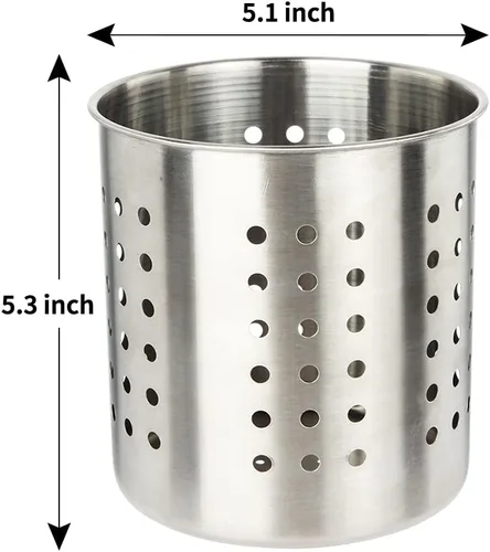 Vista 3 de Soporte para utensilios de cocina de acero inoxidable, soporte para utensilios de cocina para tenedores, espátula, organizador redondo de utensilios
