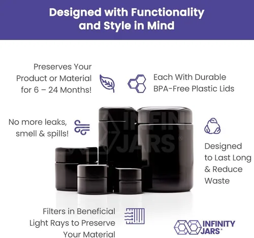 Vista 4 de Infinity Jars Tarro con tapa de rosca, hermético, a prueba de olores, contenedor recargable para almacenamiento a largo plazo, café, especias, té