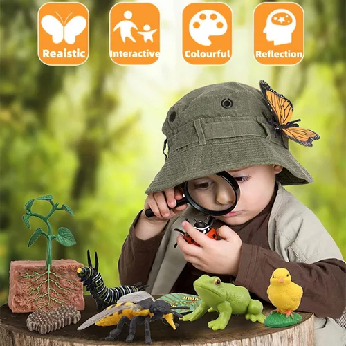 Vista 4 de Figuras del Ciclo de Vida de Animales Montessori con Tarjetas Flash, Juguetes de Figuritas de Animales Realistas, Juego Educativo de Emparejamiento