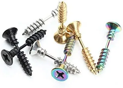 Vista 6 de BronaGrand 5 pares de aretes de aro unisex de acero inoxidable para hombre