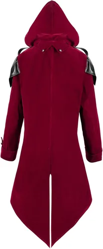 Vista 4 de Chaqueta gótica Steampunk con capucha para hombre, disfraz medieval de Halloween para cosplay