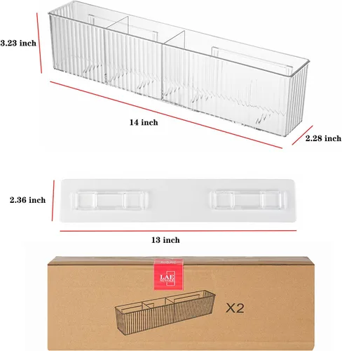 Vista 2 de Paquete de 2 organizadores de maquillaje de baño, organizadores de baño transparentes y almacenamiento con 3 compartimentos, organizadores