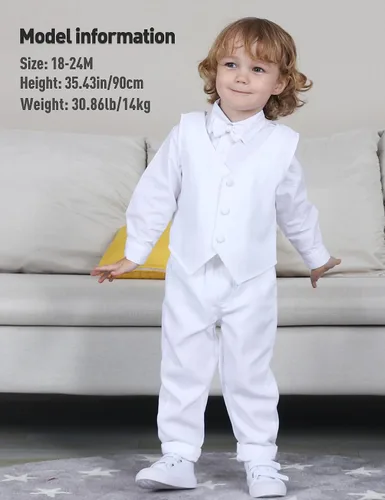 Vista 59 de A&J DESIGN Conjunto de traje de caballero para niños pequeños, 3 piezas, camisas, chaleco y pantalones