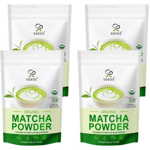 Vista 14 de Soeos Polvo de Matcha Orgánico, Polvo de Té Verde Matcha, 2 oz (57g), Matcha Japonés Rico en Antioxidantes para Lattes, Batidos y Hornear, Bolsas