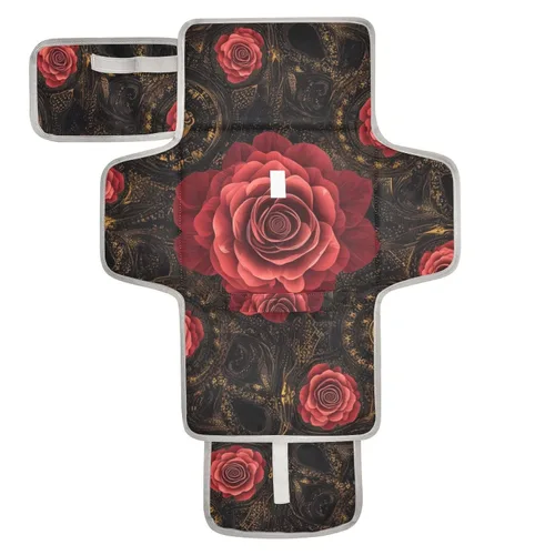 Vista 40 de Cambiador de pañales portátil con estampado de vaca beige y negro, impermeable, plegable, tapete cambiador de pañales de viaje para bebés, regalos