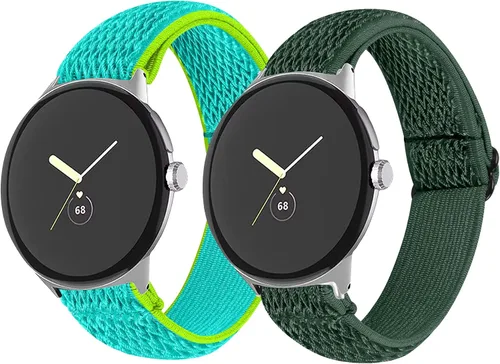 Vista 9 de FitTurn Compatible con Google Pixel Watch 3 de 1.614 pulgadas/Pixel Watch 2/Pixel Watch Correa elástica ajustable de tela de nailon de repuesto