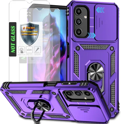 Vista 20 de Funda para Galaxy A26 con cubierta para lente de cámara, protector de pantalla HD, protección contra caídas de grado militar, soporte de anillo