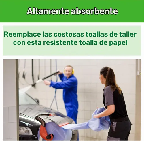 Vista 4 de Tork Limpiaparabrisas de papel industrial resistente azul W1, rollo gigante, 450304