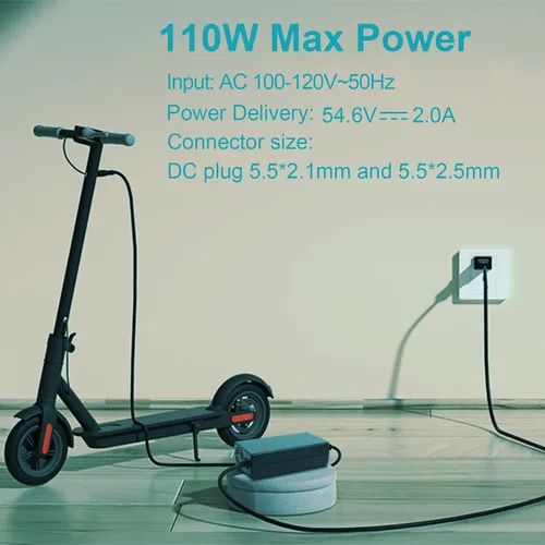 Vista 5 de Cargador eléctrico de 54.6V 2A para carga rápida y segura de 48v de batería de iones de litio 13S