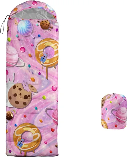 Vista 12 de Saco de dormir para adultos y niños, saco de dormir para mochileros, camping, para niñas, niños, ligero, impermeable, para clima frío y cálido, saco