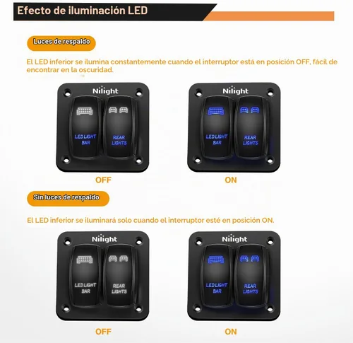 Vista 3 de Nilight 90104B - Barra de luz LED trasera láser de aluminio de 2 velocidades con interruptor basculante a palanca precableado de encendido y apagado