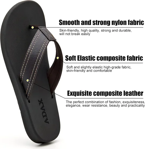 Vista 3 de ADAX Sandalias de cuero cómodas para hombre, antideslizantes, con cojín deportivo para playa, sandalias de tanga