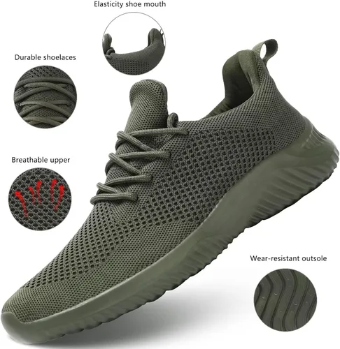 Vista 6 de Zapatos de tenis sin cordones para hombre para caminar correr ligeros transpirables informales suela suave de malla para el trabajo gimnasio