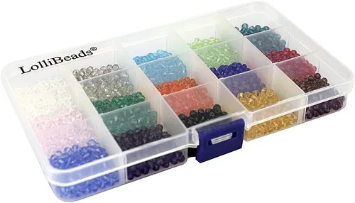 Vista 3 de LolliBeads (TM) Mezcla al por mayor Lote 0.157 in Briolette facetado Rondelle Cuentas de cristal para la fabricación de joyas con caja