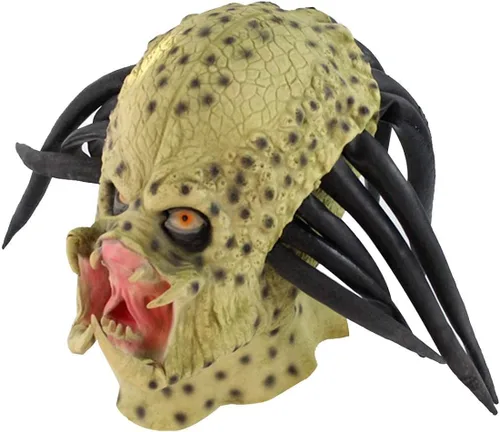 Vista 4 de Lyxaof Máscara de depredador, máscara de monstruo alienígena, réplica de réplicas de soldados, casco de cosplay, espeluznante disfraz de depredador